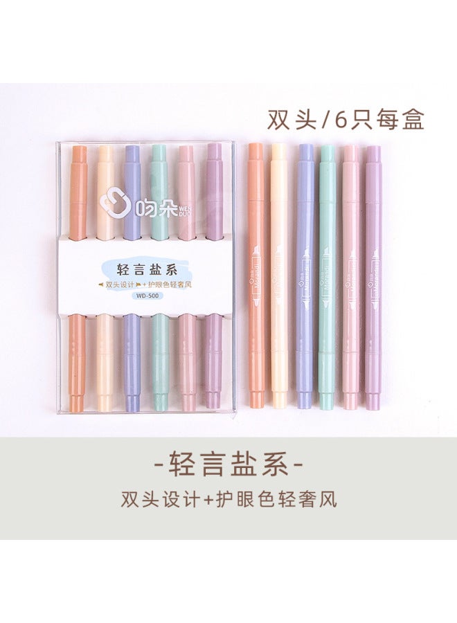 HELPS Light Luxury Eye Color Highlighter Pen Set For Students With Super Soft Double-head Key Color Pen 6 Color Highlighter - Image 1
