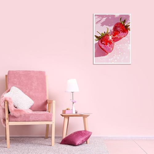 AIBOERL Strawberry Diamond Art Kits for Adults,Strawberry 5D Diamond Painting Kits for Adults Beginners,DIY Full Round Drill Diamond Dot Painting Gem Art Kits for Adult, Home Wall Decor 12x16Inch - Image 4