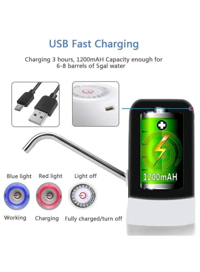 USB Rechargeable Electric Water Pump - One-Touch Automatic Water Dispenser - Fits Most Water Bottles from 1.5L to 18.9L - Ideal for Seniors - 304 Stainless Steel Spout - Image 4