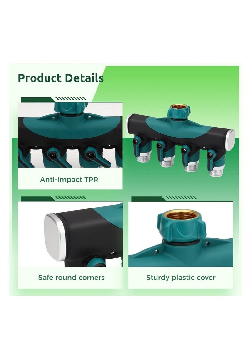 Generic Garden Hose Splitter, 4 Way Water Connector, 3/4 Faucet Manifold, Leakage-Resistant Threaded Connectors with Tight Valves for Drip Irrigation, Lawns, Outdoor Lawn Gardening Hoses - Image 3