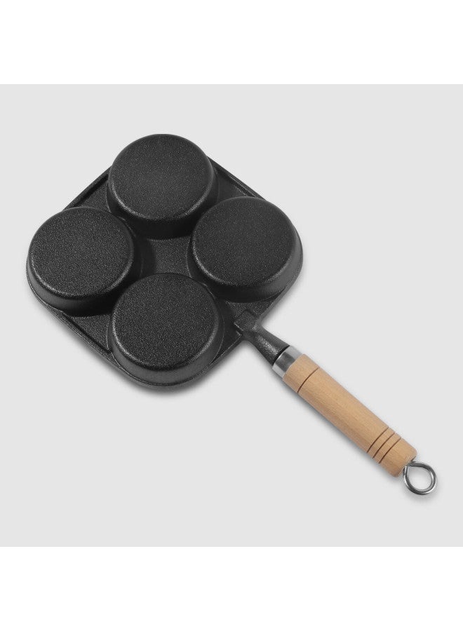 Telssida Cast Iron Four-hole Egg Pan, Egg And Burger Mold, Breakfast Pan, Non-coated Egg Dumpling Pan, Mini Flat Non-stick Pan - Image 3