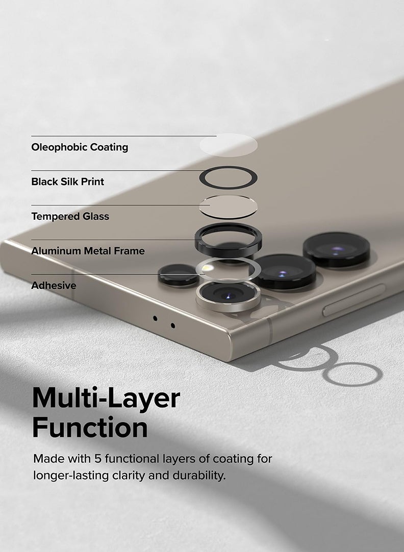 Theodor Samsung Galaxy S24 Ultra Camera Lens Protector, Individual Lens Protectors, Scratch-Resistant Ultra-Thin Tempered Glass with Aluminum Edging, Galaxy S24 Ultra Case Friendly, (Black)  - Image 5