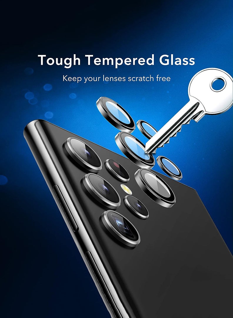 Theodor Samsung Galaxy S24 Ultra Camera Lens Protector, Individual Lens Protectors, Scratch-Resistant Ultra-Thin Tempered Glass with Aluminum Edging, Galaxy S24 Ultra Case Friendly, (Black)  - Image 4