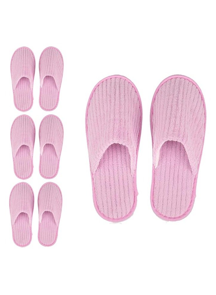 Disposable Slippers, 4 Pairs Closed Toe Spa Slippers Coral Fleece Washable Home Slippers for Women Men Guests Hotels House Slippers Housewarming Party Indoors Bathroom Traveling (Pink)  - Image 1