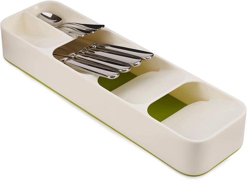 ARTC Plastic Drawer Cutlery Organizer Tray Kitchen Storage Holder Rack for Cutlery Silverware Compact Cutlery Tray Spoon Cutlery Box (Beige) - Image 1