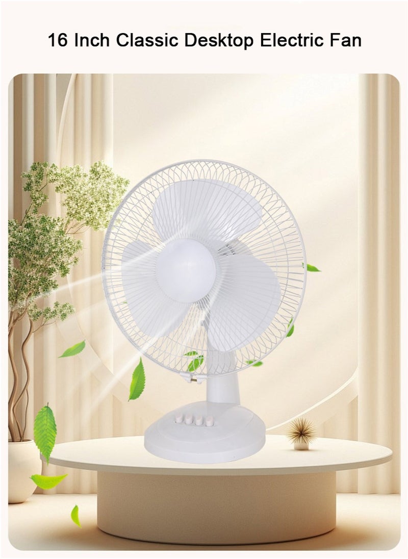 GGEROU 16 Inch Oscillating Table Fan with Adjustable Tilt, Desktop Fan with Convenient Push Button Controls, Quiet, 3 Speeds, Desk Fan Ideal for Home, Bedroom, Dorm & Office (White)  - Image 2