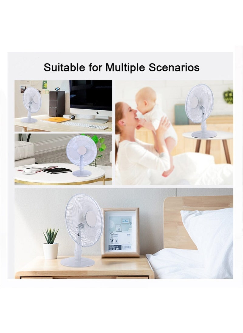 GGEROU - 16 Inch Oscillating Table Fan with Adjustable Tilt, Desktop Fan with Convenient Push Button Controls, Quiet, 3 Speeds, Desk Fan Ideal for Home, Bedroom, Dorm & Office (White) - Image 1