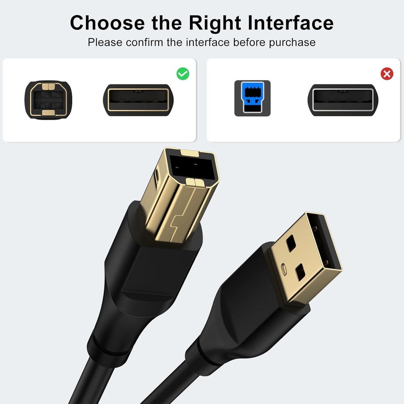 rts High Speed USB 2.0 (1.5 Meter) Printer Cable USB Scanner Cable A Male to B Male Compatible with Printers, Scanner for Canon, Brother, Dell, HP, Samsung, Lexmark, Panasonic 2 Year Warranty. - Image 5
