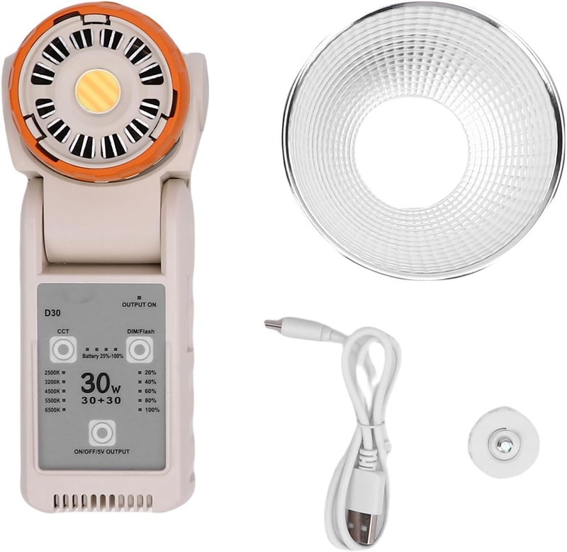 VBESTLIFE LED Video Light, 96+ CRI 30W Output Lighting 1/4in Mount Handheld Spotlight 2500K to 6500K, 270 to 1350 Luminous Flux, Light Modifiers - Image 5