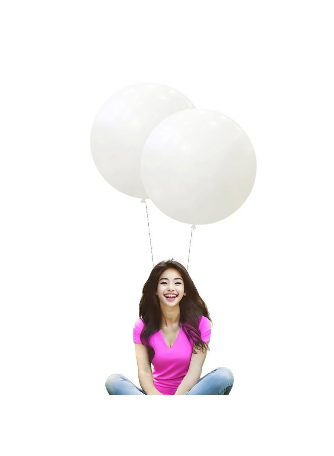 IN-JOOYAA 24 Inch Latex Round Balloons 10 Pack White Thick Big Balloons for Photo Shoot Wedding Baby Shower Birthday Party Decorations - Image 1