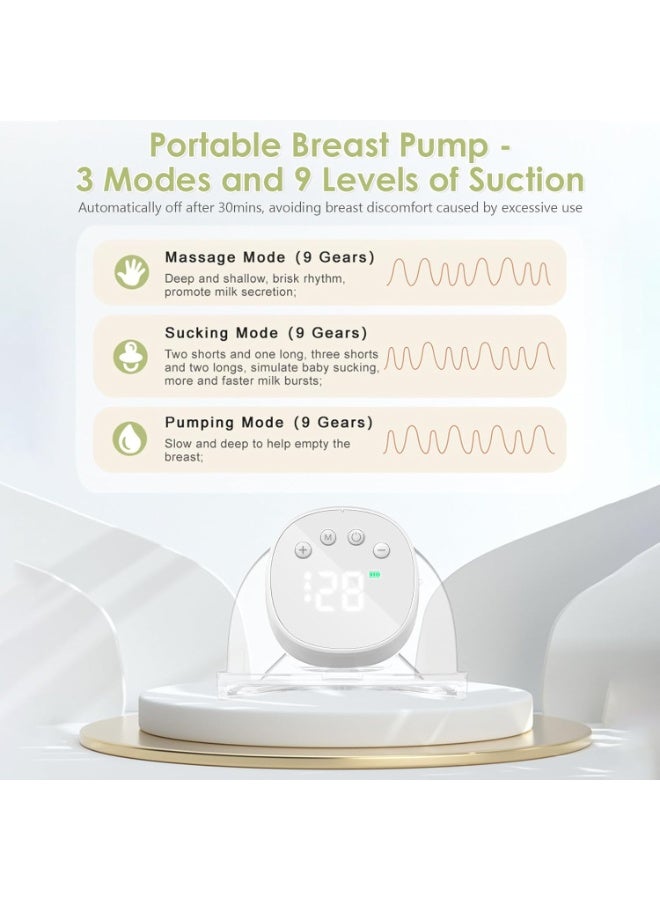 مضخة ثدي محمولة قابلة للارتداء بدون استخدام اليدين مع 3 وضعيات تشغيل و9 مستويات، شاشة ليد، خفيفة الوزن - Image 3