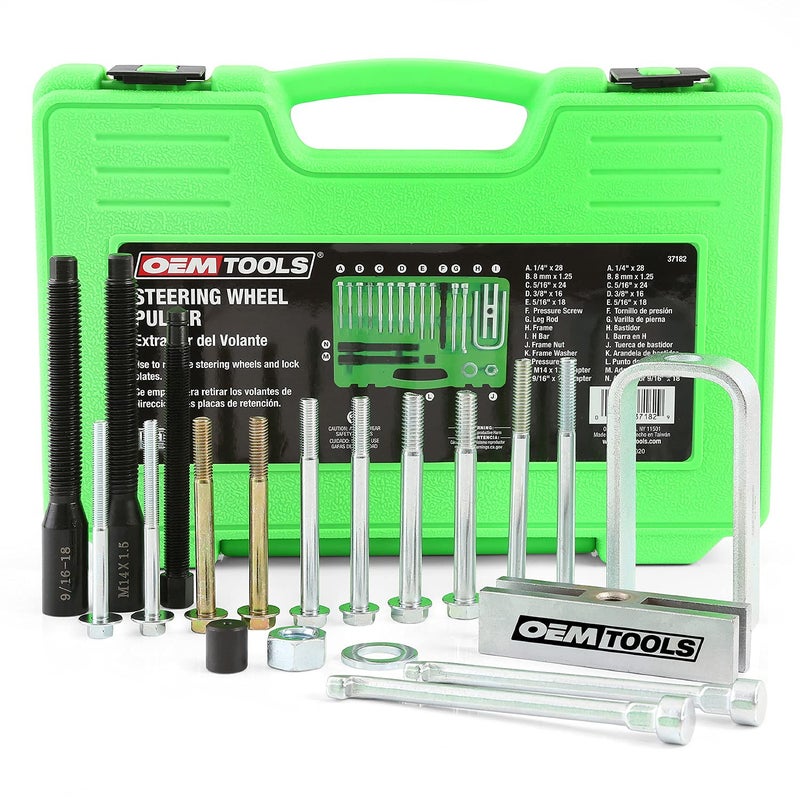 OEMTOOLS 37182 Steering Wheel Puller Set for All Major Makes and Automobiles, Lock Plate Removal, Sizes 5/16" x 18, 5/16" x 24, and 3/8" x 16 Included - Image 1