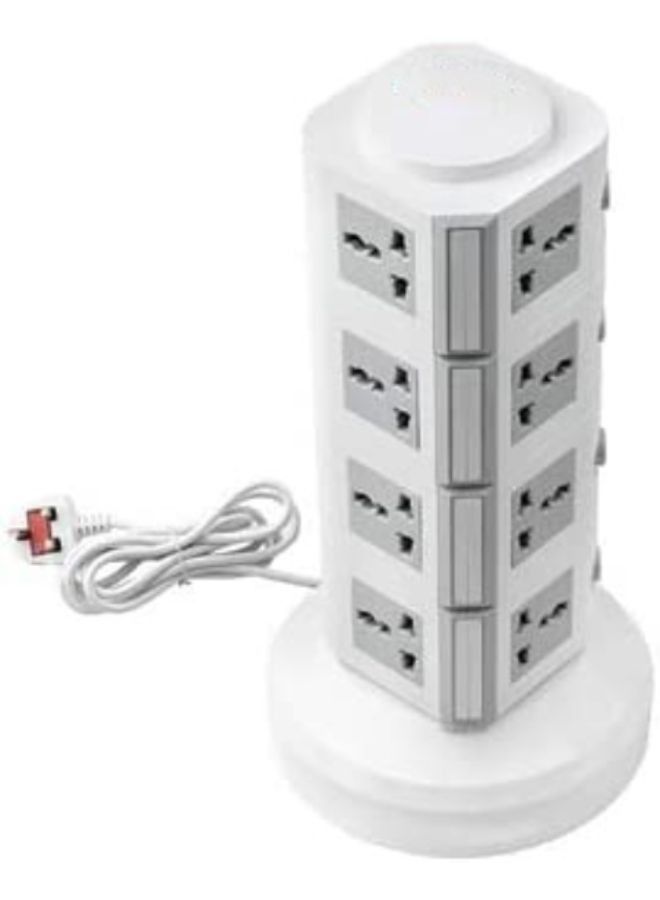 4 Layers Universal Vertical Multi Socket (220V) Tower Extension Electrical Outlet Lead with USB Ports 3M Cord and UK-Plug Power Strip Multi Charging Station  - Image 1