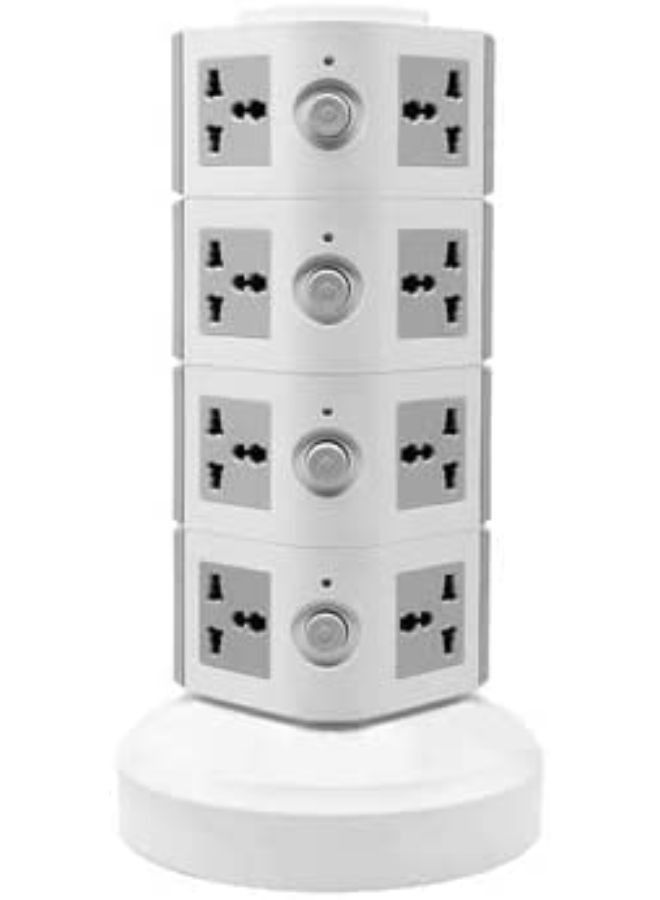 4 Layers Universal Vertical Multi Socket (220V) Tower Extension Electrical Outlet Lead with USB Ports 3M Cord and UK-Plug Power Strip Multi Charging Station  - Image 2