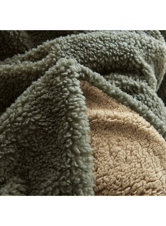 Mezoe Soft and Luxurious Comfortable Sherpa Throw Blanket Green 1 x 153 x 127 cm ALPACA 02