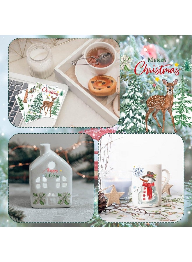 تيكيونايت ملصقات عيد الميلاد المجيد من TecUnite، 9 ورقات، قابلة للفرك واللصق، مناسبة للأعمال اليدوية والأثاث، ملصقات عيد الميلاد المجيد، ملصقات كلاسيكية قابلة للفرك واللصق، مناسبة لسجلات القصاصات المنزلية والحرف اليدوية، مقاس 5.5 × 5.7 بوصة (تصميم الغابات) - Image 5