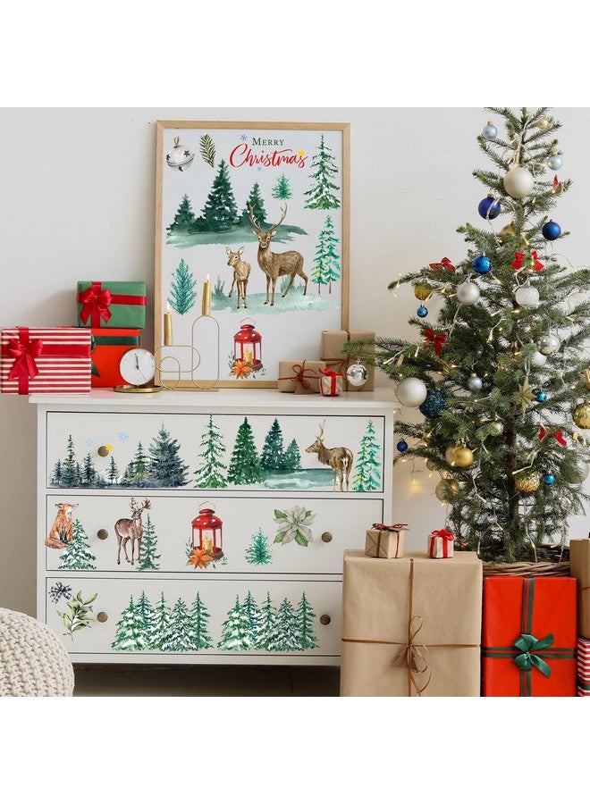 تيكيونايت ملصقات عيد الميلاد المجيد من TecUnite، 9 ورقات، قابلة للفرك واللصق، مناسبة للأعمال اليدوية والأثاث، ملصقات عيد الميلاد المجيد، ملصقات كلاسيكية قابلة للفرك واللصق، مناسبة لسجلات القصاصات المنزلية والحرف اليدوية، مقاس 5.5 × 5.7 بوصة (تصميم الغابات) - Image 4