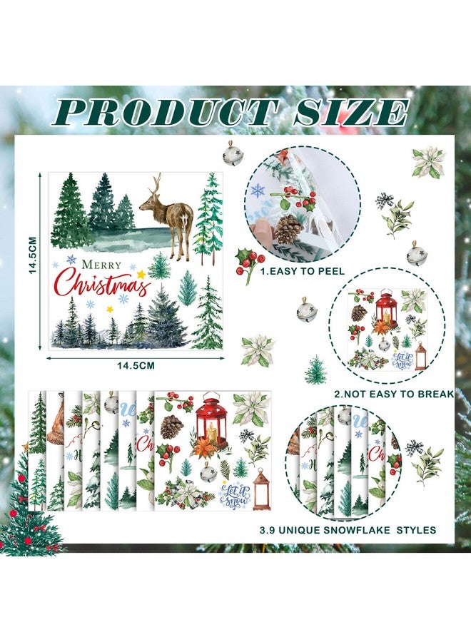 تيكيونايت ملصقات عيد الميلاد المجيد من TecUnite، 9 ورقات، قابلة للفرك واللصق، مناسبة للأعمال اليدوية والأثاث، ملصقات عيد الميلاد المجيد، ملصقات كلاسيكية قابلة للفرك واللصق، مناسبة لسجلات القصاصات المنزلية والحرف اليدوية، مقاس 5.5 × 5.7 بوصة (تصميم الغابات) - Image 2