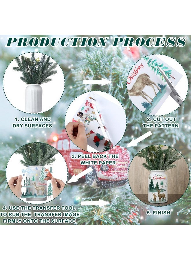 تيكيونايت ملصقات عيد الميلاد المجيد من TecUnite، 9 ورقات، قابلة للفرك واللصق، مناسبة للأعمال اليدوية والأثاث، ملصقات عيد الميلاد المجيد، ملصقات كلاسيكية قابلة للفرك واللصق، مناسبة لسجلات القصاصات المنزلية والحرف اليدوية، مقاس 5.5 × 5.7 بوصة (تصميم الغابات) - Image 3