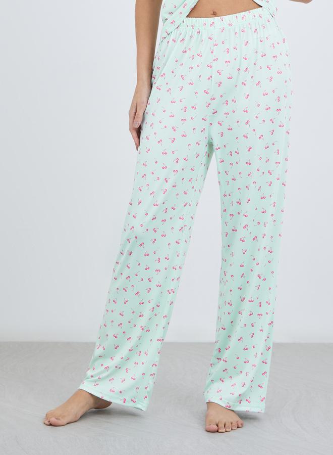 Take Two Cherry Print Short Sleeve T-Shirt and Pyjama Set - Image 4