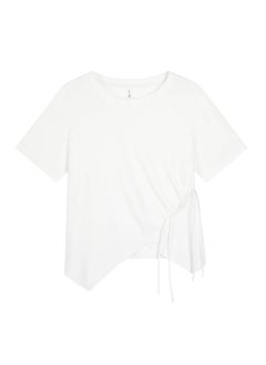 New Chinese Style National Style Buckle Tassel Split Short Sleeve T-shirt Women's Summer Chubby Girl Plus Size Design Skinny Top 63379