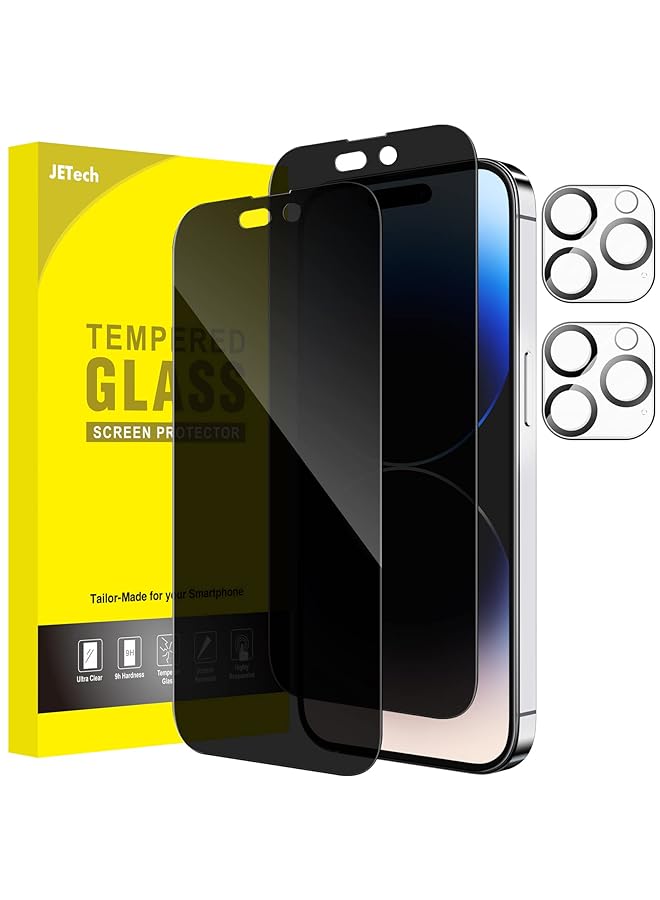 جي تيك واقي شاشة بتغطية كاملة للخصوصية لهاتف آيفون 14 برو ماكس 6.7 بوصة مع واقي عدسة الكاميرا مضاد للتجسس من الزجاج المقسى 2 حزمة لكل منهما - Image 1