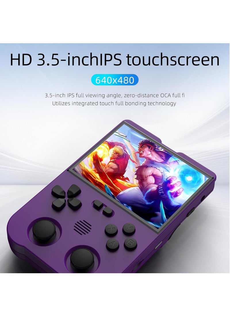 XU10 Retro Handheld Game Consoles, 3.5 inch IPS Screen, 64G TF-Card Pre-Loaded 8000 Games, Support 20+ Kinds of Games Formats, with 3000 mAh Battery Life 6-8 Hours (Purple) - Image 2