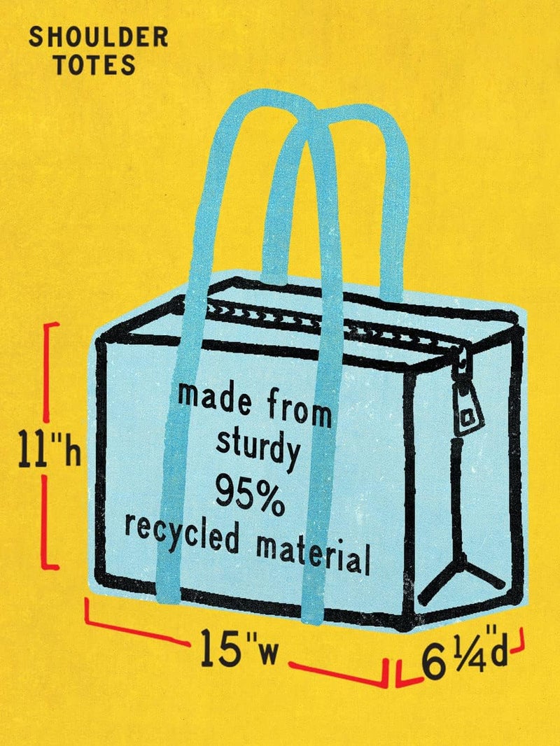 Blue Q Reusable Shoulder Tote Bag – Carry Everywhere Bag with a Hefty Zipper, Durable, Fun Design, 95% Recycled Material - Image 3