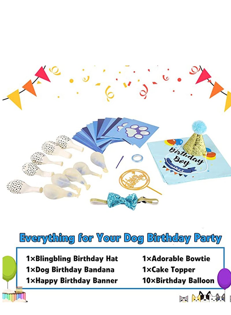 Mordely Dog Birthday Bandana Hat Banner Set, Cat Dog Pet Happy Birthday Adorable Hat Banner Cute Neckerchief Ties for Boys and Girls, Party Accessories, Birthday Decorations - Image 3