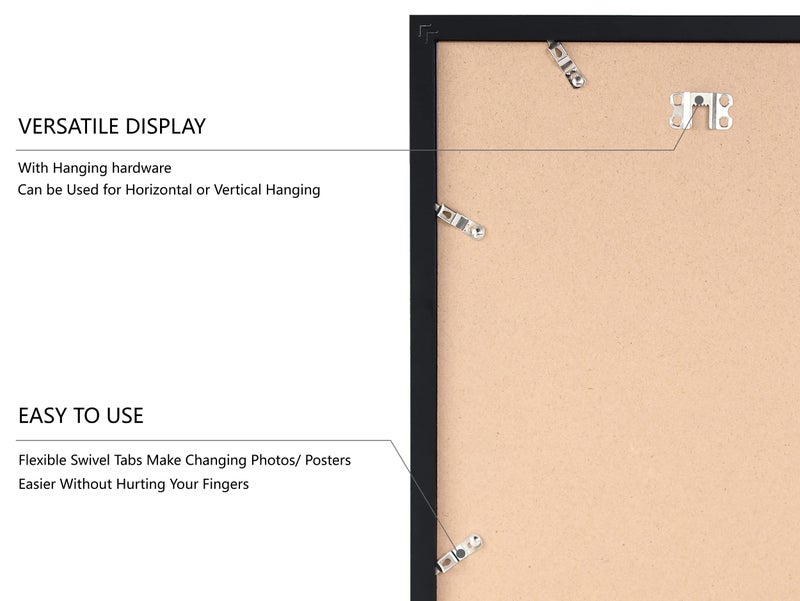 PEALSN 8x8 Picture Frame Set of 6  Display Pictures 5x5 with Mat or 8x8 Without Mat for Wall Mounting or Table Top Display  Black. - Image 3