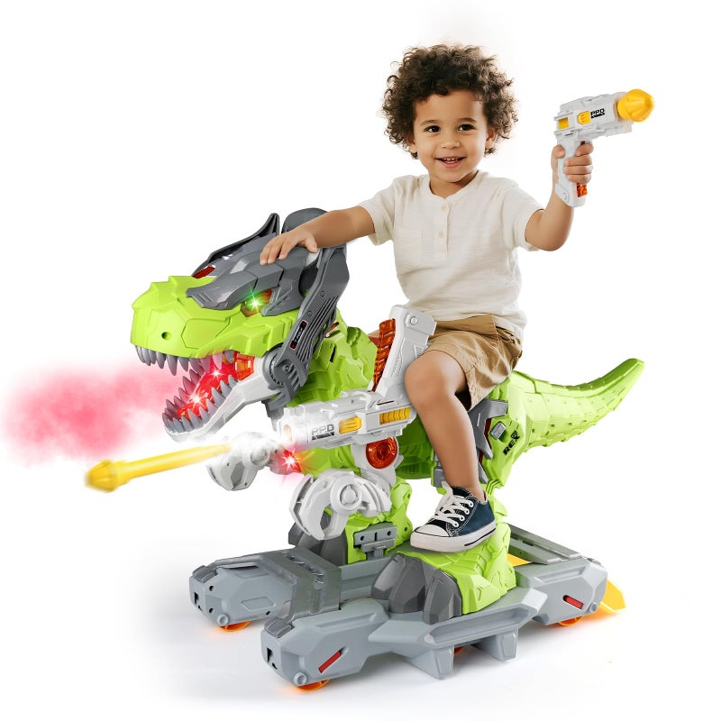 BLF FUN Baby Ride On Toy Cars Toddler Electric Dinosaur Push Riding Car with Light Music Smoke Launcher Toy Preschool Kids Scooter FoottoFloor Ride On Toy Christmas Birthday Gifts for Kids - Image 3