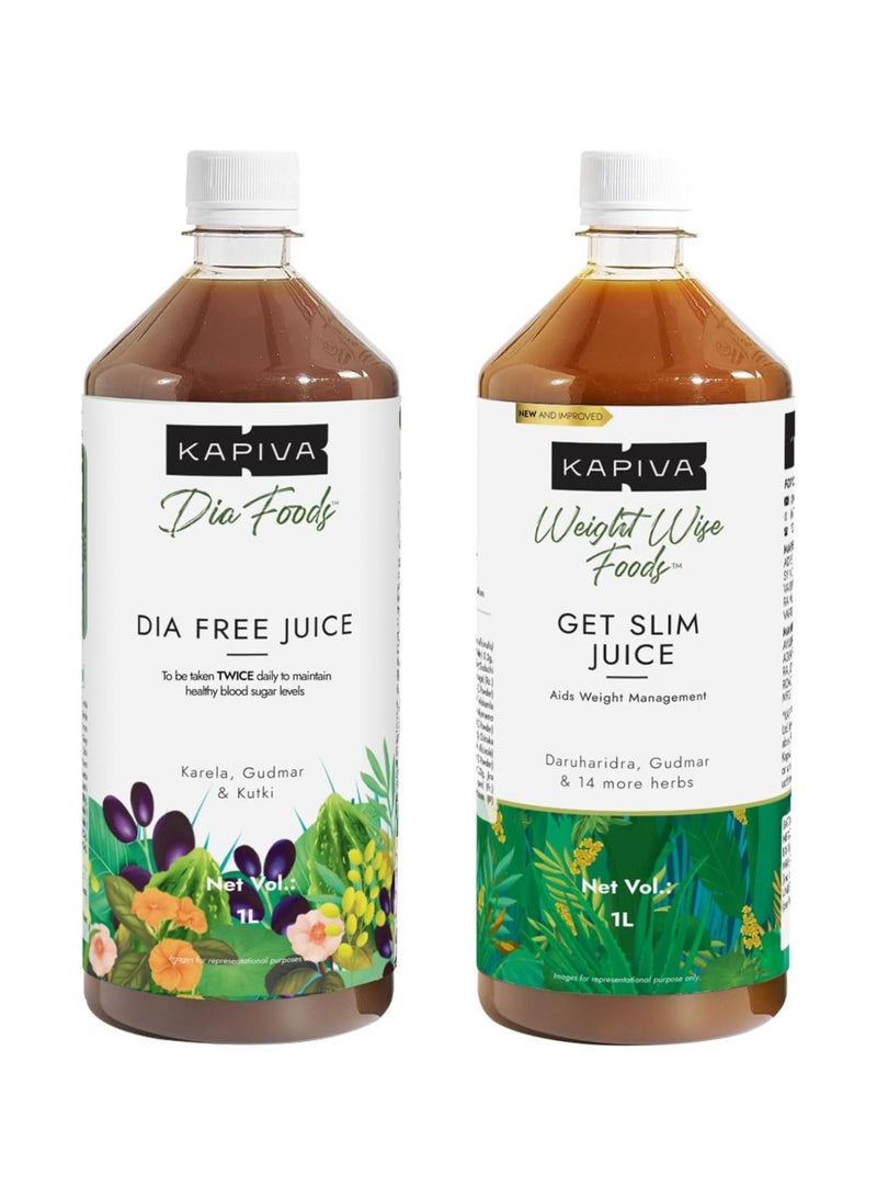Kapiva DIA FREE Juice 1 Litre+Kapiva Get Slim Juice 1L - Image 1