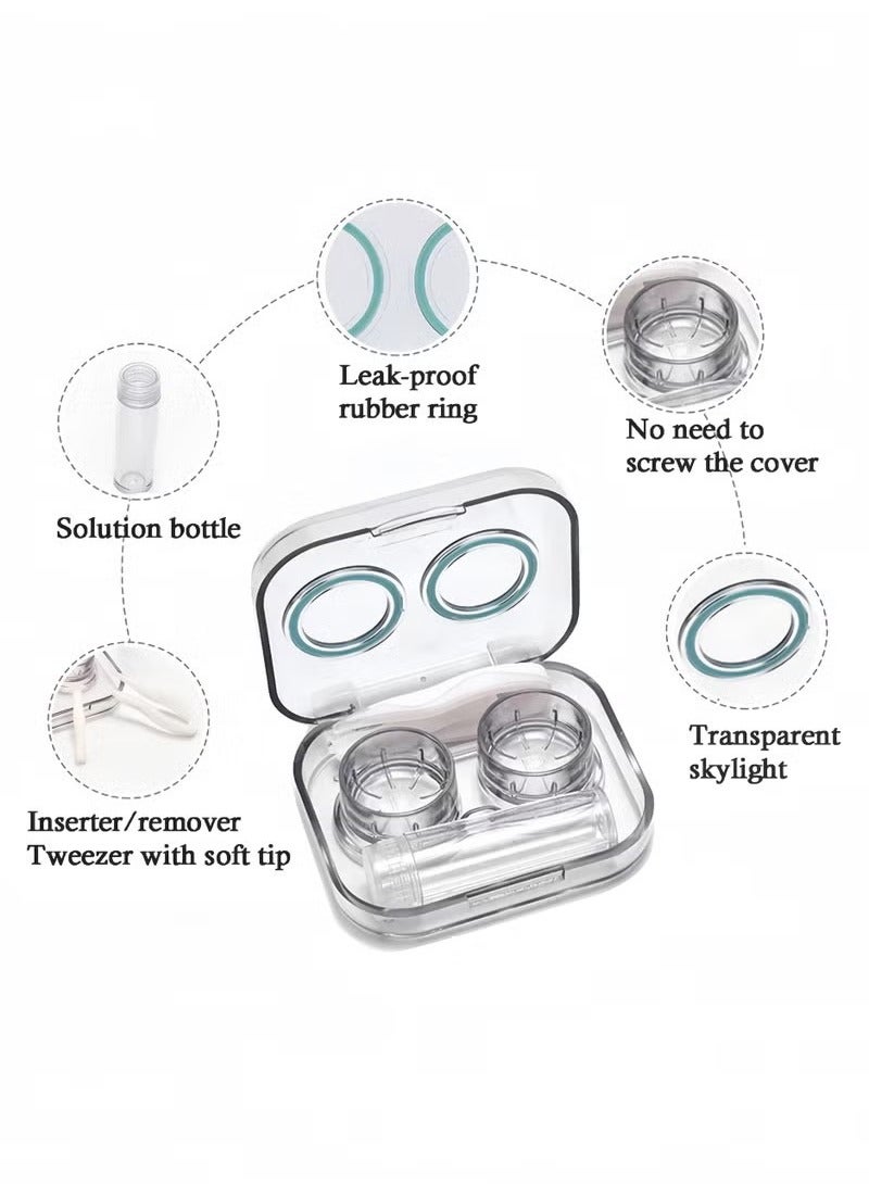 Generic 4 Piece Clear Contact Lens Case Flip Lid, Leakproof Contact Lens Case Holder, Cute Contact Lens Kit with Tweezer Removal Tool Solution Bottle, Suitable for Travel and Home Use, 4 Colors  - Image 4