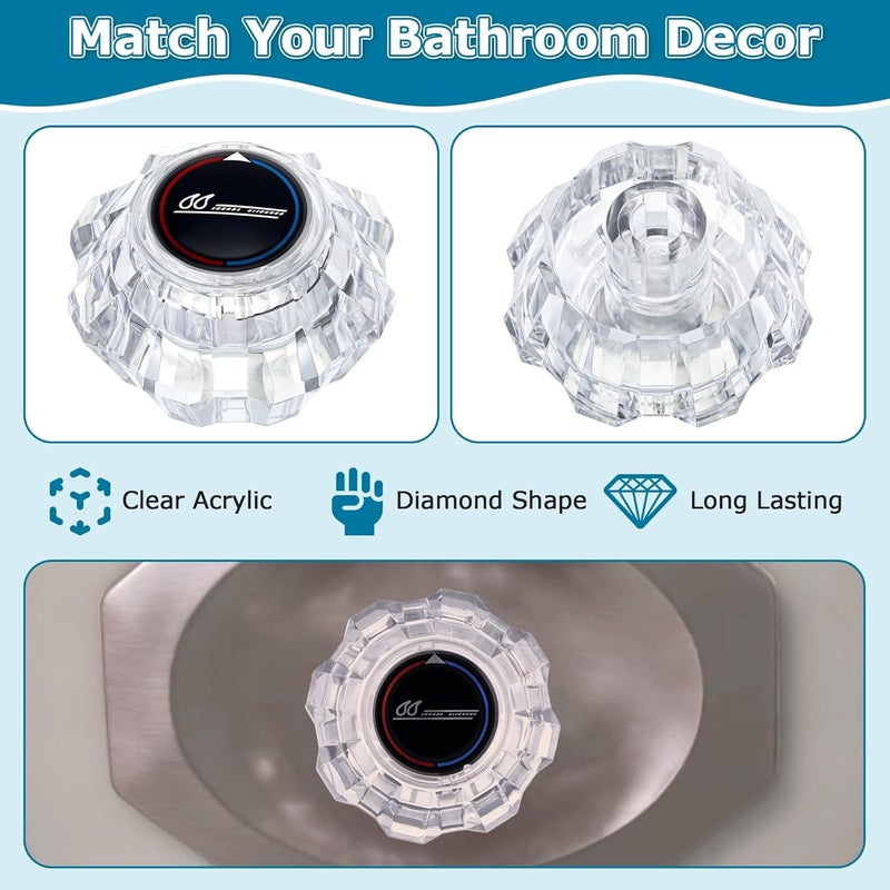 Dreyoo Shower Faucet Handle Replacement for 940-240, Shower Faucet Handle Compatible with Price Pfister Old Style Avante Series, Shower Knob Replacement for Single Handle Tub Faucet, Clear Acrylic - Image 4