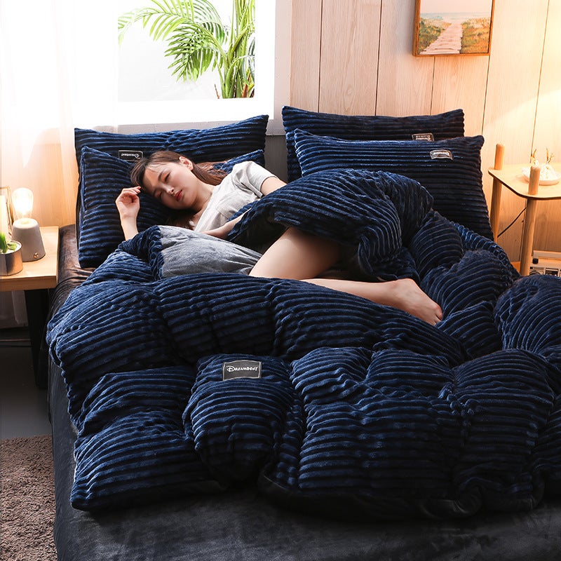 Factory Magic Velvet Four-Piece Milk Velvet Thickened Quilt Cover Crystal Double-Sided Velvet Falael Velvet Four-Piece Set - Image 1