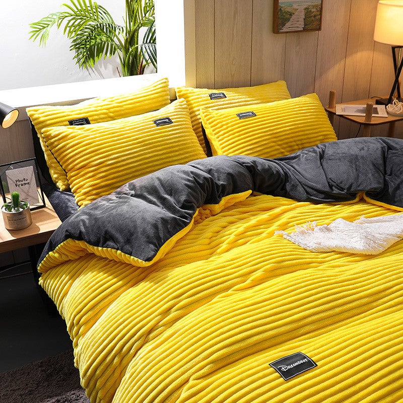 Factory Magic Velvet Four-Piece Milk Velvet Thickened Quilt Cover Crystal Double-Sided Velvet Falael Velvet Four-Piece Set - Image 4