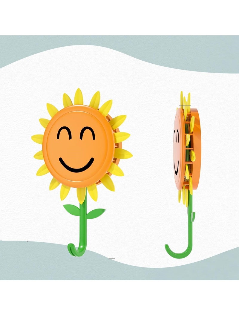 2pcs Wall Hook for Hanging 8.8Ib(Max), Retractable Flower Design, Strong Self-Adhesive Wall Hooks, Traceless & Waterproof, No-Nail Hangers for Bags, Towels – Home Decor, Bathroom, Kitchen - Image 1