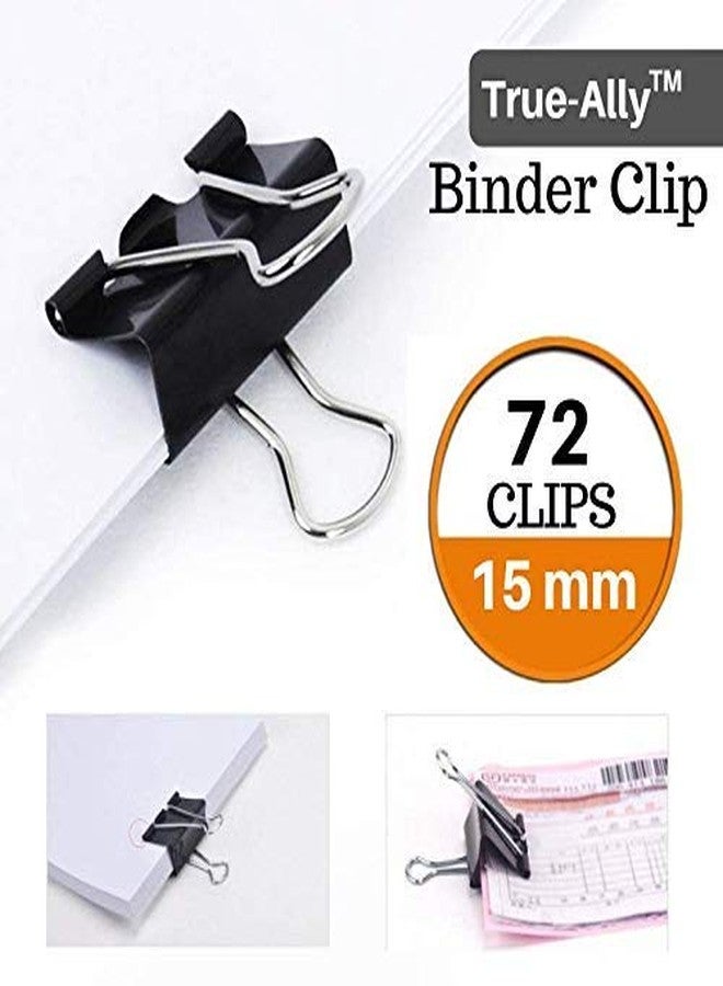 True-Ally Small 15 mm Size Paper Binder Clip clamp for Office, Home, School, Institutions Pack of 72 Clips, Capacity 35 Pages - Image 2
