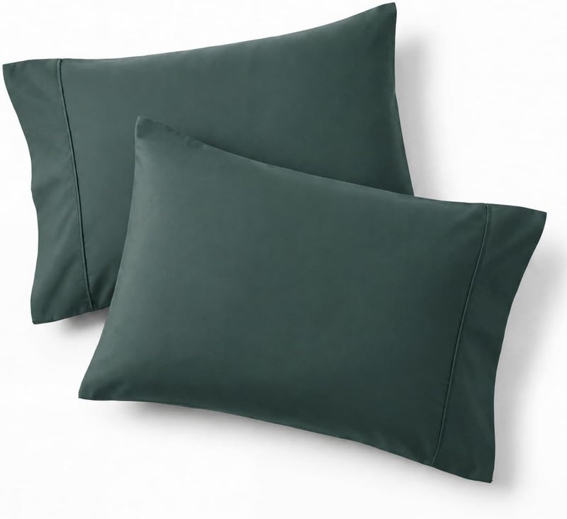 Bedsure King Size Pillow Cases Set of 2 - Forest Green Brushed Microfiber Pillowcases 2 Pack, Super Soft Pillow Case Cover with Envelope Closure for Kids, Wrinkle, Fade Resistant, 20x36 Inches - Image 1