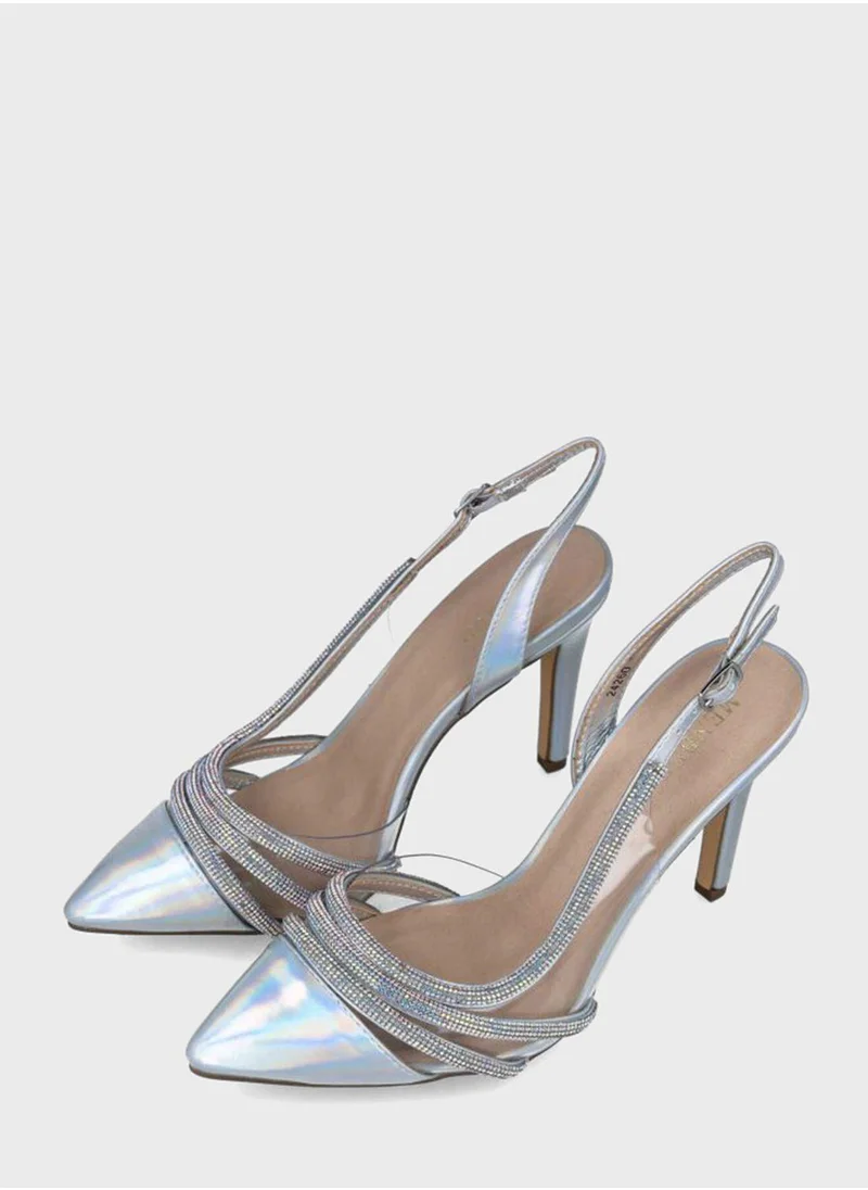 منبور Pointed Toe Ankle Strap Pumps