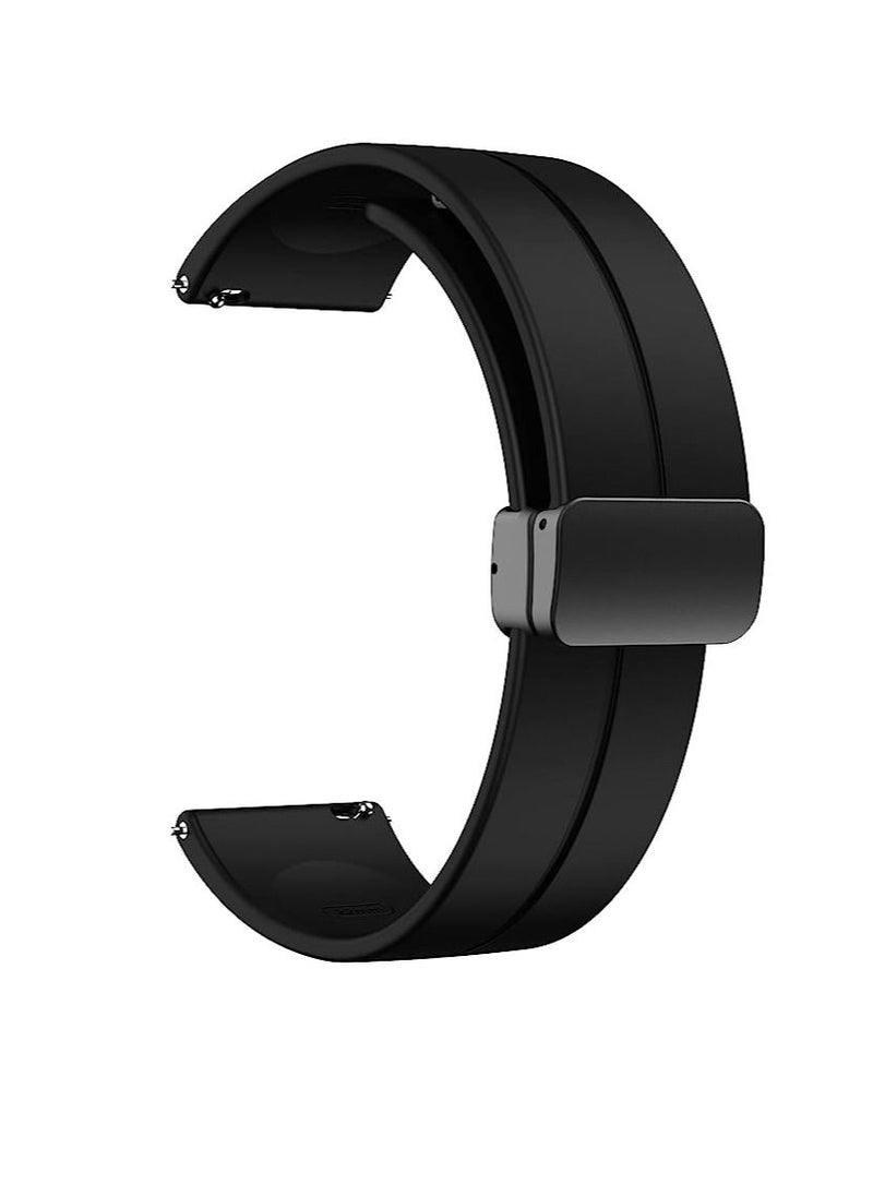 22mm Silicone Strap With Magnetic Folding Buckle For Oraimo Tempo W 3 OSW22N- Smart WatchSport- Black  - Image 1