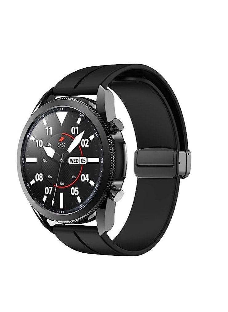 22mm Silicone Strap With Magnetic Folding Buckle For Oraimo Tempo W 3 OSW22N- Smart WatchSport- Black  - Image 4