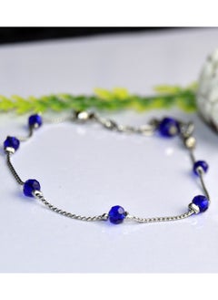 4ml Royal Blue Crystals & Nickel Chrome Chain Bracelet