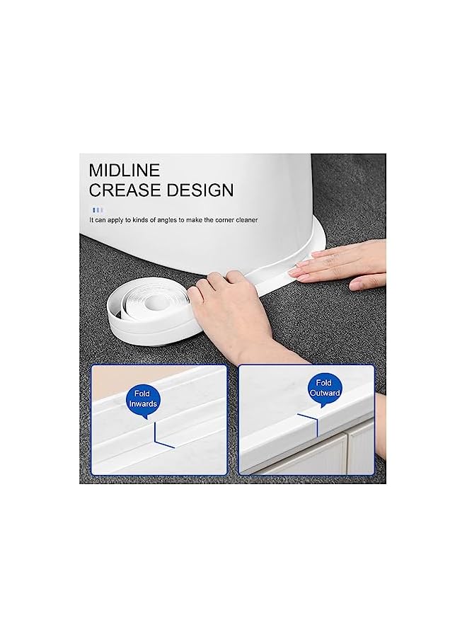 promass 2 Rolls Sealing Tape Caulk Tape 20 ft, Bathtub Caulk Strip 38mm, Waterproof Silicone Sealant for Bathroom, Baths & Showers Sealing Strip (printing) - Image 3