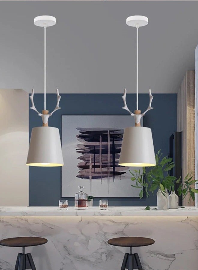 Best Power Single Modern Ceiling Pendant Lamp Creative Deer Antler Chandelier Shade Indoor Hanging Light - White - Image 1