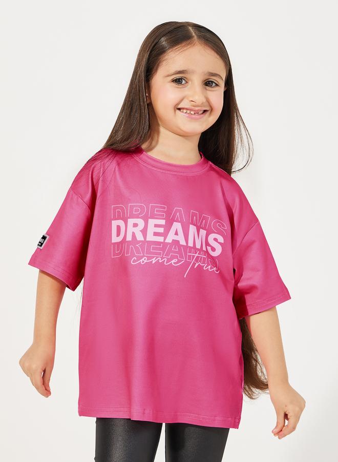 Styli Styli Slogan Print Badge Detail Oversized T-Shirt  - Image 1