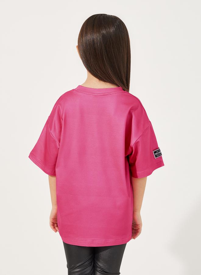 Styli Styli Slogan Print Badge Detail Oversized T-Shirt  - Image 4