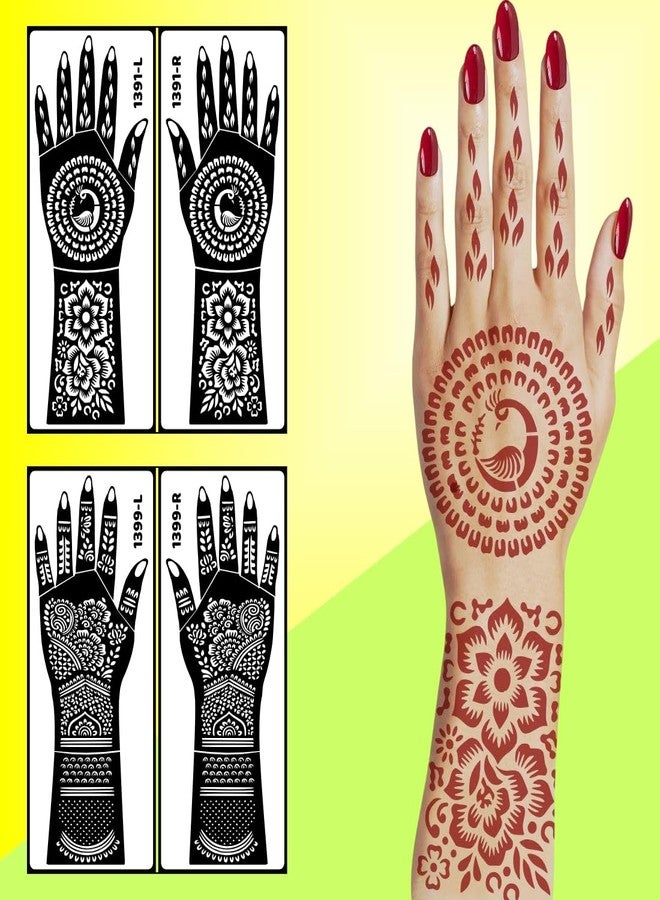 ORDERSHOCK Stencil Mehndi Sticker Combo Beautiful Hand Art For Weddings & Engagements With Instant Mehndi Apply - Image 3