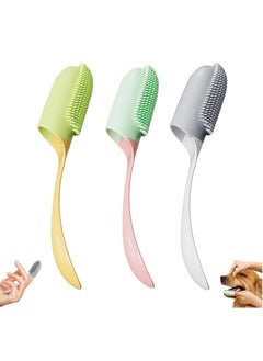 GUDOO 180ºPet Finger Toothbrush Extension Handle Dog Tooth Brushing Kit with Food Grade Silicone Easily Clean Teeth Dirt Convenient Cleaning for Dogs Cats Pets 3Pcs 3color  - Image 1