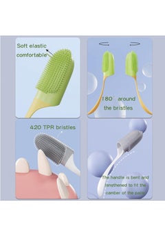 GUDOO 180ºPet Finger Toothbrush Extension Handle Dog Tooth Brushing Kit with Food Grade Silicone Easily Clean Teeth Dirt Convenient Cleaning for Dogs Cats Pets 3Pcs 3color  - Image 4